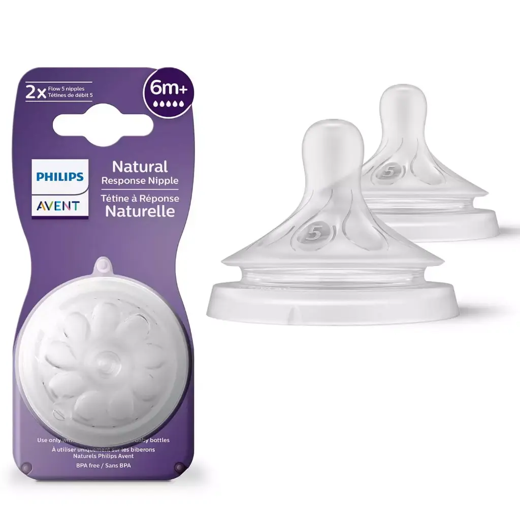 Avent Natural Feeding Baby Teat Thick Feed (6M+) - 2 Pack