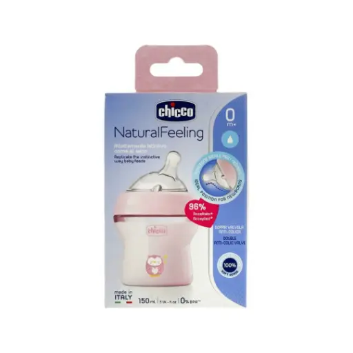 chicco natural feeling 150 ml 0+ pink 