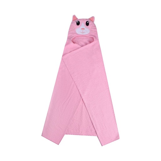 [4-0603] Junior cotton hooded towel pink